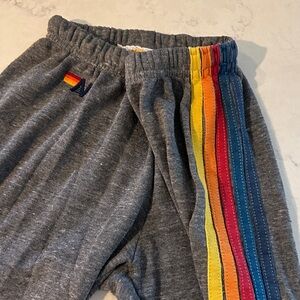 Aviator Nation Gray Sweatpants with Rainbow Stripes